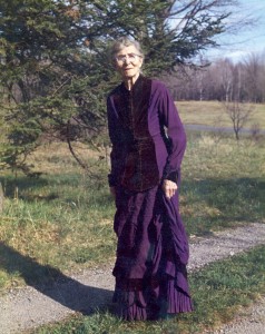 This dress was worn by Sophia Scheider on her wedding day. Aunt Lottie, Sophia's daughter, tried it on for us in the early 1950's.